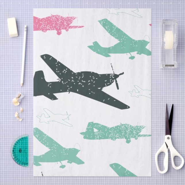 Vintage Aeroplane Pattern Tissue Paper (Craft)