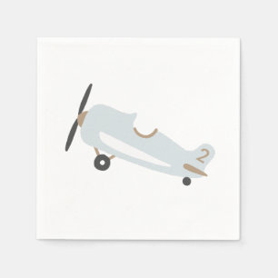 Vintage Aeroplane Personalised Kids Birthday Napkin