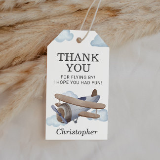 Vintage Aeroplane Pilot Aviation Birthday Favour Gift Tags