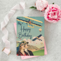 Vintage Aeroplane Pilot Birthday Aviation Poster