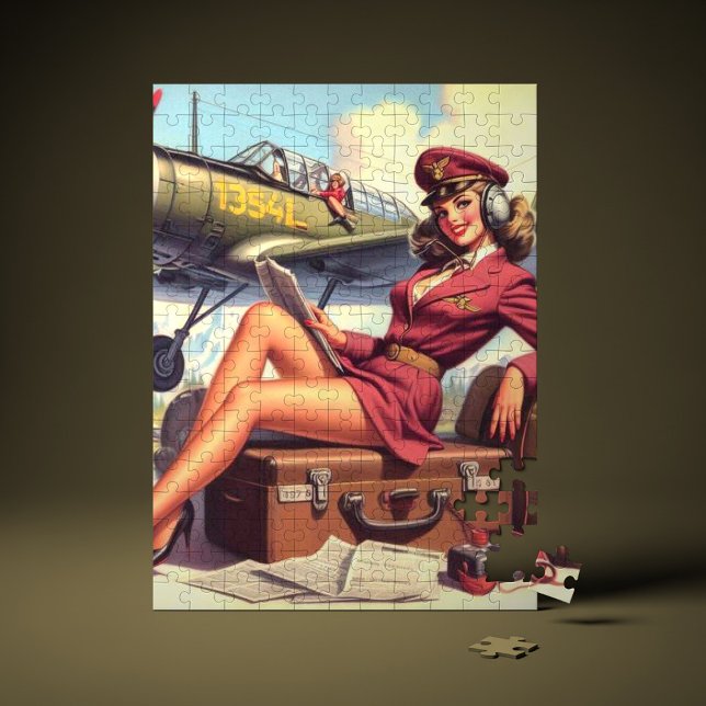 Vintage Aeroplane Pin-Up Illustration Jigsaw Puzzle (Creator Uploaded)