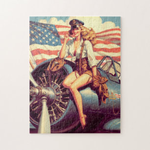 Vintage Aeroplane Pin-up Jigsaw Puzzle