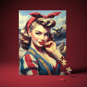 Vintage Aeroplane Pin Up Jigsaw Puzzle