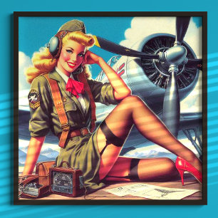 Vintage Aeroplane Pin-Up Poster