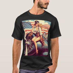 Vintage Aeroplane Pin-up T-Shirt