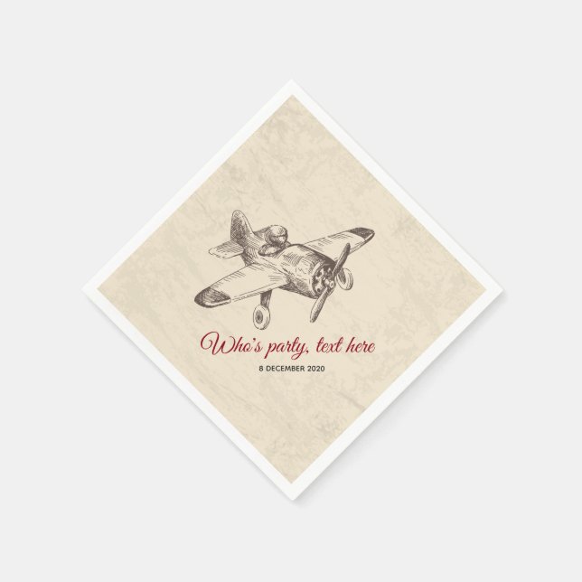 vintage,  aeroplane,  plane Cocktail Paper Napkins (Corner)