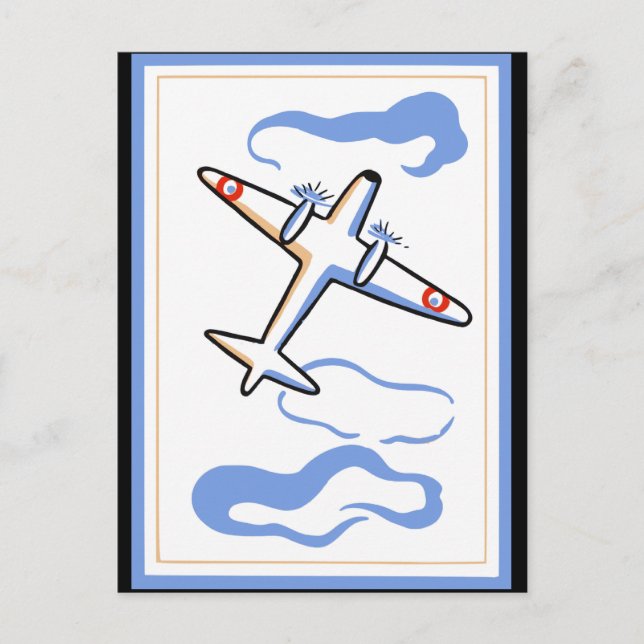 Vintage Aeroplane Print Postcard (Front)