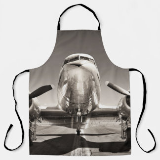 Vintage Aeroplane Runway Scene Apron