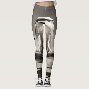 Vintage Aeroplane Runway Scene Leggings