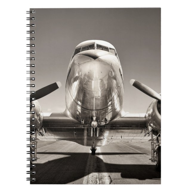 Vintage Aeroplane Runway Scene Notebook (Front)