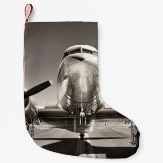 Vintage Aeroplane Runway Scene Small Christmas Stocking
