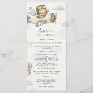 Vintage Aeroplane Teddy Bear Baby Shower Menu