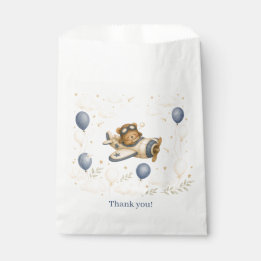 Vintage Aeroplane Teddy Bear Baby Shower Thank You Favour Bags