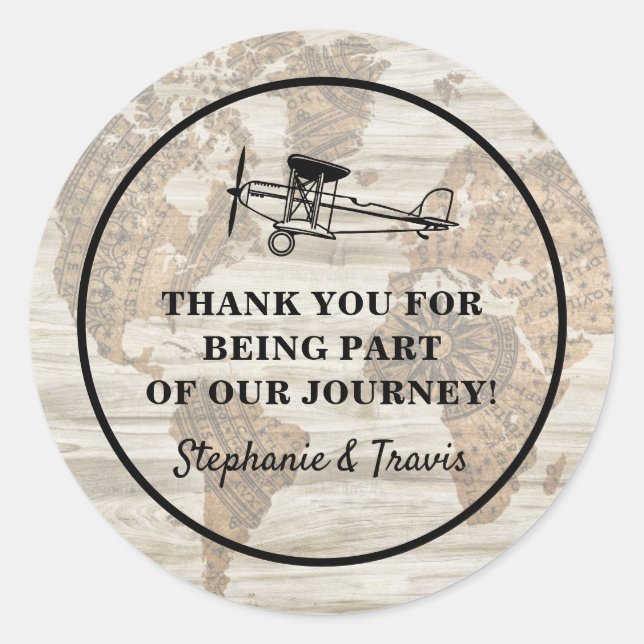 Vintage Aeroplane Thank You Favour Label (Front)