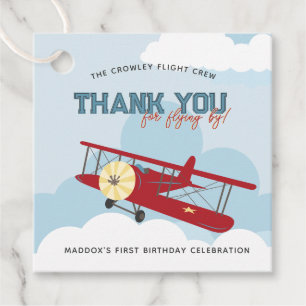 Vintage Aeroplane Time Flies Thank You Birthday Favour Tags