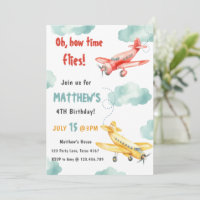 Vintage Aeroplane Time Flies Travel Boy Birthday