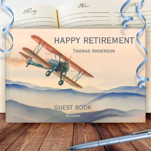 Vintage Aeroplane Travel Retirement Guest Book