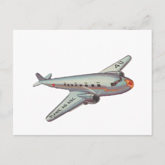 Vintage Aeroplane Valentine Holiday Postcard (Front)
