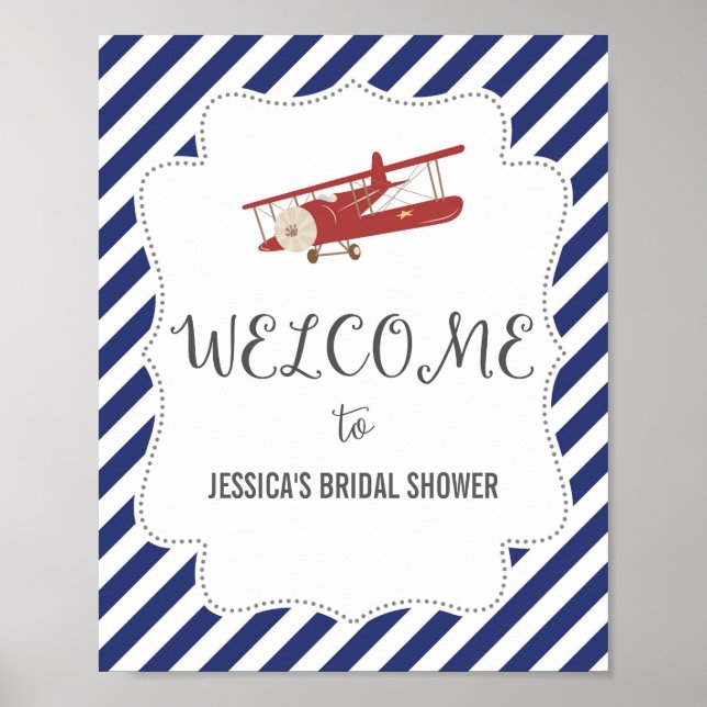 Vintage Aeroplane Welcome Poster Print (Front)