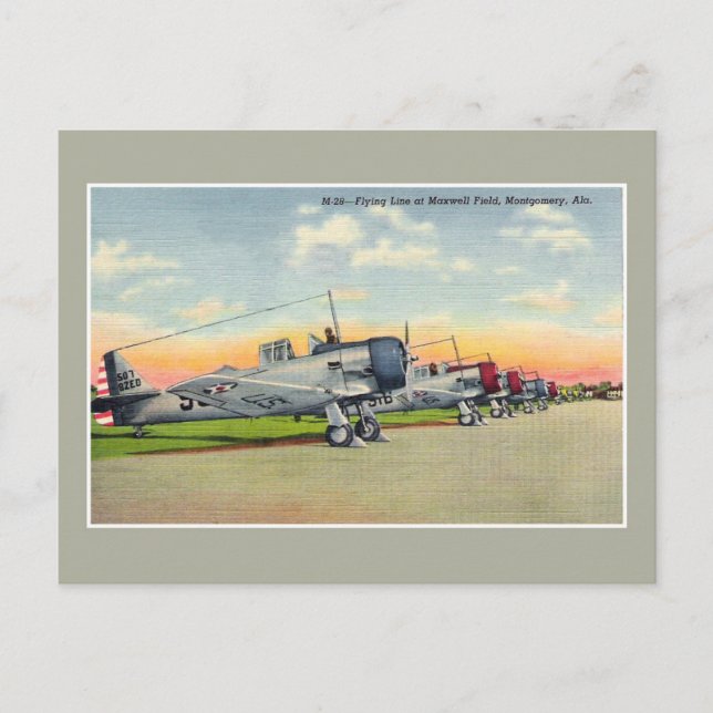 Vintage aeroplanes Maxwell Field Montgomery AL Postcard (Front)