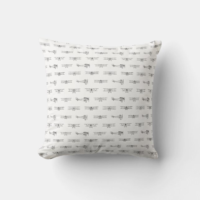 Vintage Aeroplanes Plane Art Throw Pillow (Front)