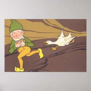 Vintage Aesop Fable Goose that Laid the Golden Egg Poster