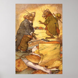 Vintage Aesop's Fable, Country Mouse, City Mouse Poster