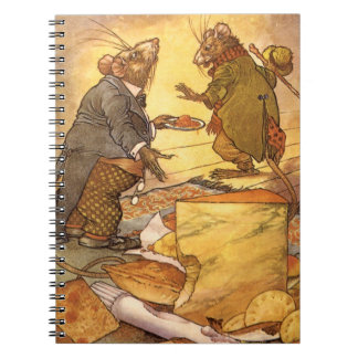 Vintage Aesop's Fable, Country Mouse, City Mouse Spiral Notebook