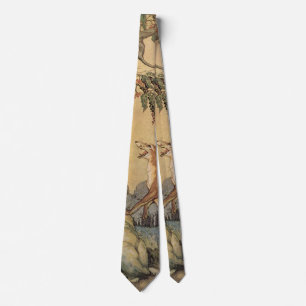 Vintage Aesop's Fables, Fox, Rooster and the Dog Tie