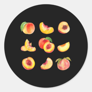 Vintage Aesthetic Boho Peach Lover Fruit Art Classic Round Sticker