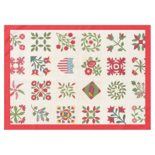 Vintage Aesthetic Christmas Holiday Quilt Red Tablecloth