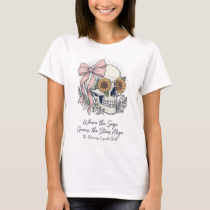 Vintage Aesthetic Coquette Skull with Pink Bow T-Shirt