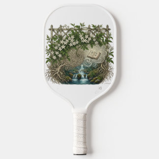 Vintage Aesthetic Floral and Waterfall Pickleball Paddle