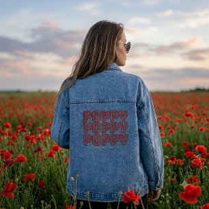 Vintage Aesthetic Flower Botanical Emblem Outline Denim Jacket