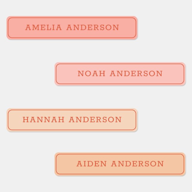 Vintage Aesthetic Peach Pink Waterproof Name Label (Group)