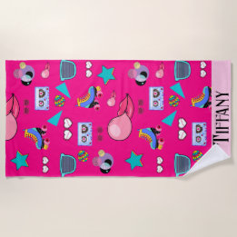 Vintage Aesthetic Pop Culture Design Beach Towel