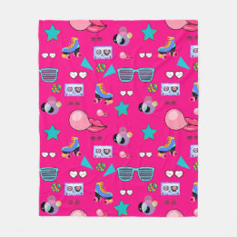 Vintage Aesthetic Pop Culture Design Fleece Blanket
