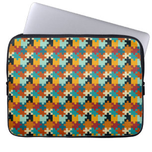Vintage Aesthetic Puzzle Pieces Pattern Laptop Sleeve