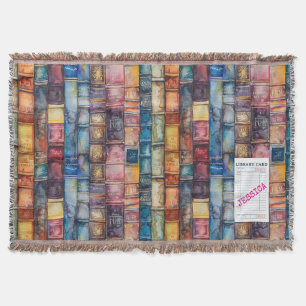 Vintage Aesthetic Stacked Books Throw Blanket