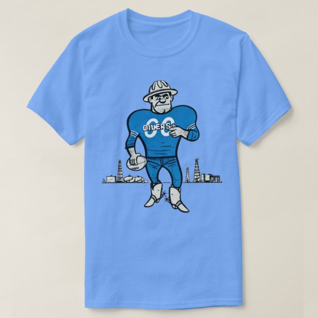 Vintage AFL Houston Oilers Mascot Roughneck T-Shirt (Design Front)