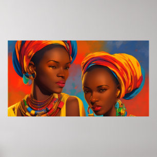 Vintage Africa art Colourful African women  Poster