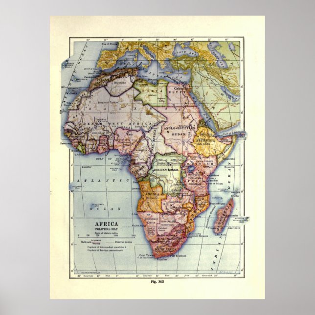 Vintage Africa Map (1921) Poster (Front)
