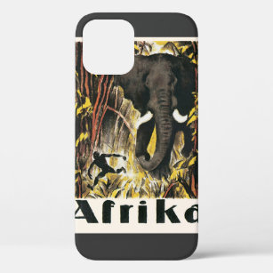 Vintage Africa Travel Poster, African Elephant iPhone 12 Case