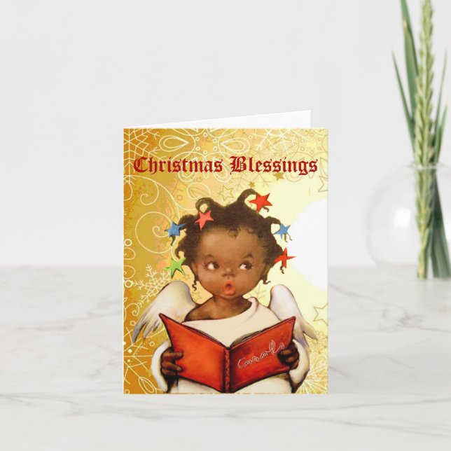Vintage African American Angel Christmas Card (Front)