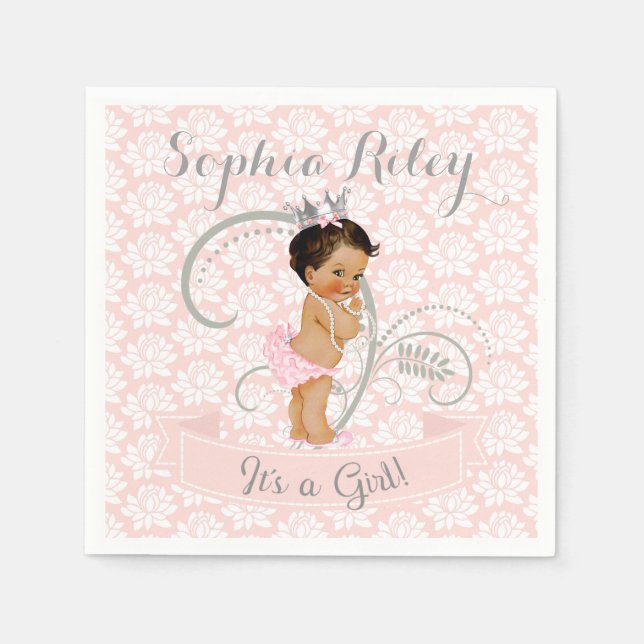 Vintage African American Latina Ethnic Baby Girl Napkin (Front)