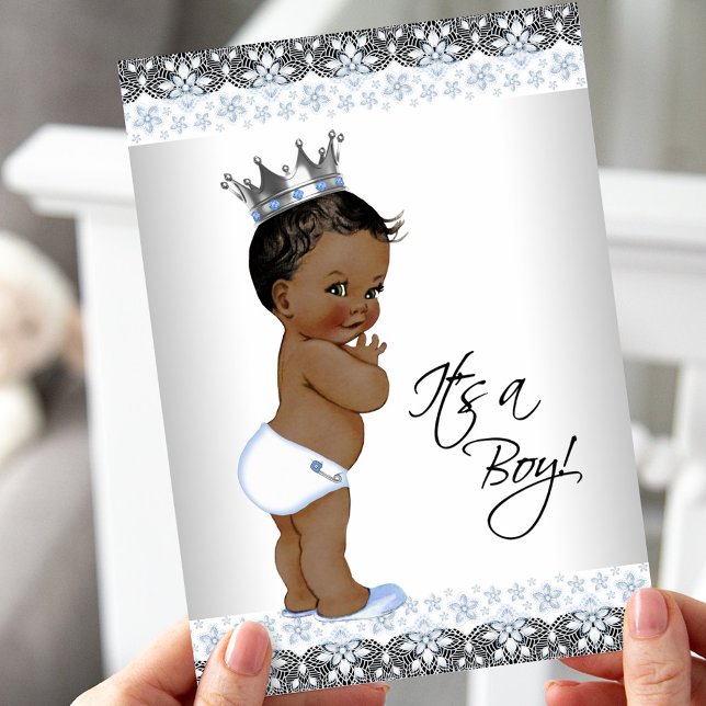 Vintage African American Prince Baby Boy Shower Invitation (Creator Uploaded)