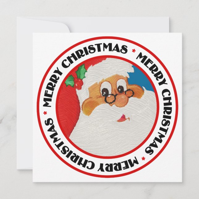 Vintage African American Santa Pop Art Flat Card (Front)