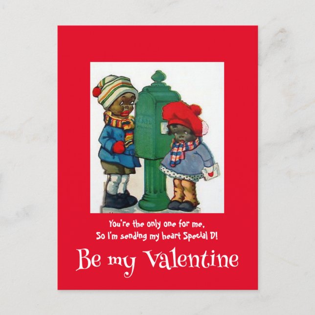 Vintage African American Send My Heart Valentine Postcard (Front)