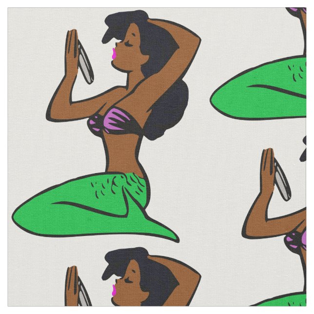 vintage african mermaid fabric (Close Up)