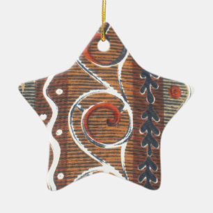 Vintage African Motif Art Print Ceramic Tree Decoration
